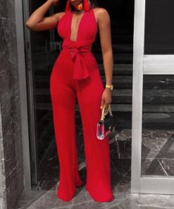 Women’s Sexy Wide Leg Solid Jumpsuits