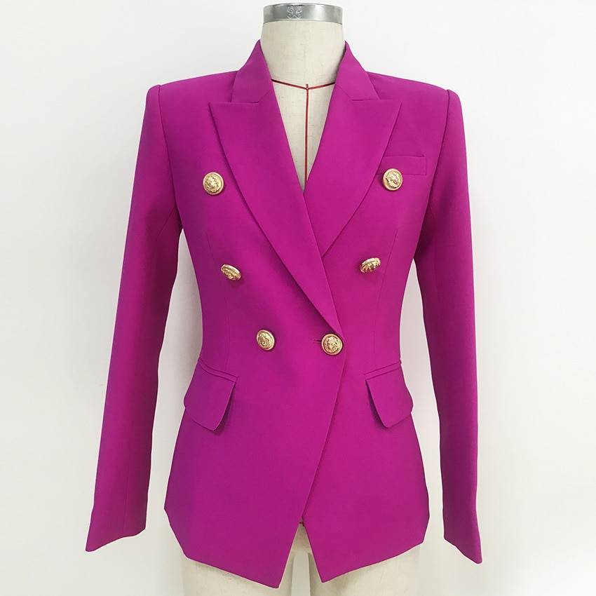 Button Women’s Blazer in Pink Color