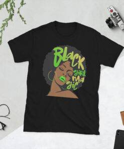 Black Girl Magic Afro Woman Neon Green Diva Melanin Queen T-Shirt