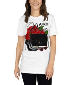 Afro Diva High Heels Red Roses Designer Handbag T-Shirt