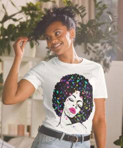 Black Girl Magic Rainbow Afro Diva Pink Lips Paint Drip T-Shirt