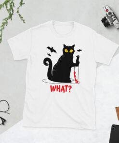 Black Cat Knife What Funny T-shirt