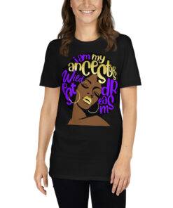 My Ancestors Dreams Purple Gold Melanin Afro Woman T-Shirt