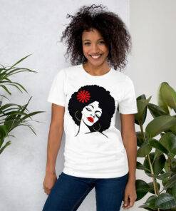 Red Flower Afro Black Woman t-shirt
